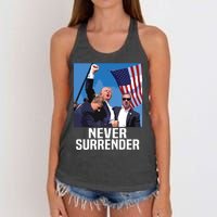 Never Surrender Trump Women's Knotted Racerback Tank