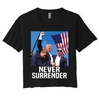 Never Surrender Trump Women's Crop Top Tee