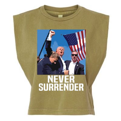 Never Surrender Trump Garment-Dyed Women's Muscle Tee