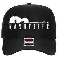 Nashville Skyline Tennessee Country Music Guitar Player High Crown Mesh Back Trucker Hat