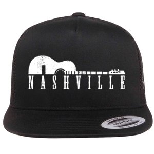 Nashville Skyline Tennessee Country Music Guitar Player Flat Bill Trucker Hat