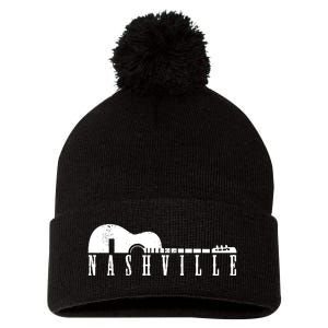 Nashville Skyline Tennessee Country Music Guitar Player Pom Pom 12in Knit Beanie