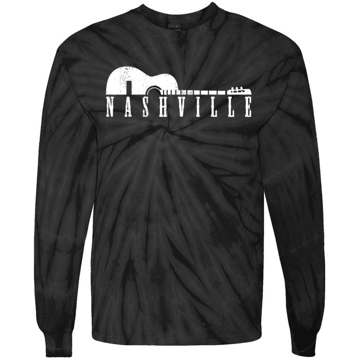 Nashville Skyline Tennessee Country Music Guitar Player Tie-Dye Long Sleeve Shirt