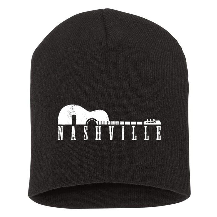 Nashville Skyline Tennessee Country Music Guitar Player Short Acrylic Beanie