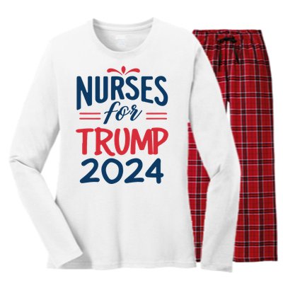 Nurses Support Trump 2024 Reelection Nurses For Trump 2024 Women's Long Sleeve Flannel Pajama Set 