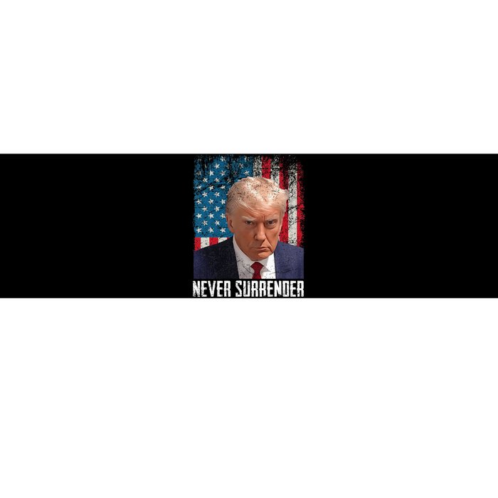 Never Surrender Trump Mug Shot 2024 President American Flag Bumper Sticker