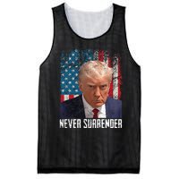 Never Surrender Trump Mug Shot 2024 President American Flag Mesh Reversible Basketball Jersey Tank