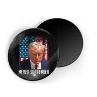 Never Surrender Trump Mug Shot 2024 President American Flag Magnet