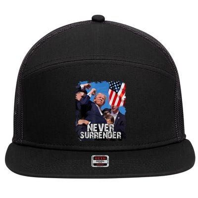 Never Surrender Trump Rushed Offstage With Blood Shooting 7 Panel Mesh Trucker Snapback Hat