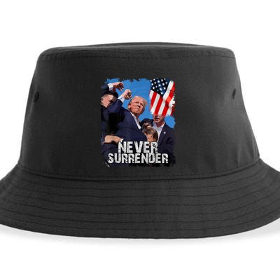 Never Surrender Trump Rushed Offstage With Blood Shooting Sustainable Bucket Hat