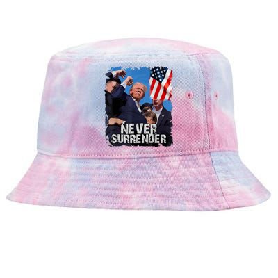 Never Surrender Trump Rushed Offstage With Blood Shooting Tie-Dyed Bucket Hat