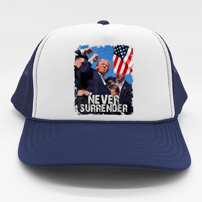 Never Surrender Trump Rushed Offstage With Blood Shooting Trucker Hat