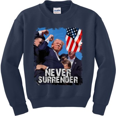 Never Surrender Trump Rushed Offstage With Blood Shooting Kids Sweatshirt