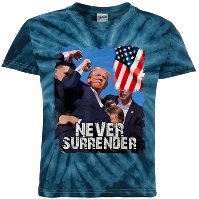 Never Surrender Trump Rushed Offstage With Blood Shooting Kids Tie-Dye T-Shirt