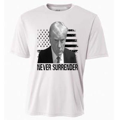 Never Surrender Trump Mug Shot 2024 Cooling Performance Crew T-Shirt