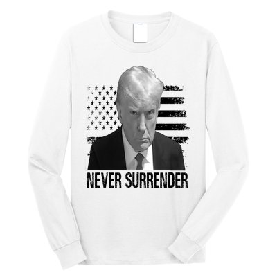 Never Surrender Trump Mug Shot 2024 Long Sleeve Shirt