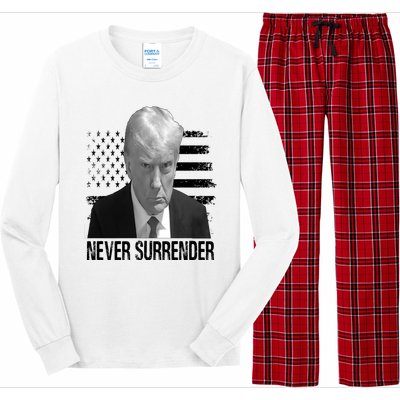 Never Surrender Trump Mug Shot 2024 Long Sleeve Pajama Set