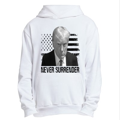 Never Surrender Trump Mug Shot 2024 Urban Pullover Hoodie