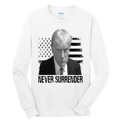 Never Surrender Trump Mug Shot 2024 Tall Long Sleeve T-Shirt