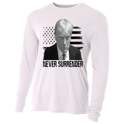 Never Surrender Trump Mug Shot 2024 Cooling Performance Long Sleeve Crew