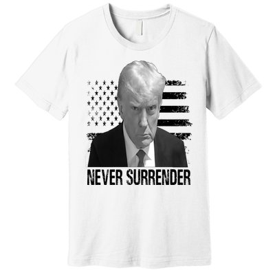 Never Surrender Trump Mug Shot 2024 Premium T-Shirt