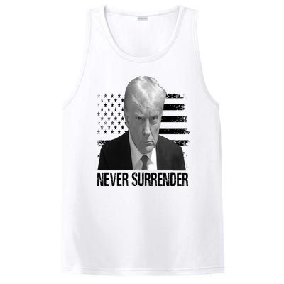 Never Surrender Trump Mug Shot 2024 PosiCharge Competitor Tank