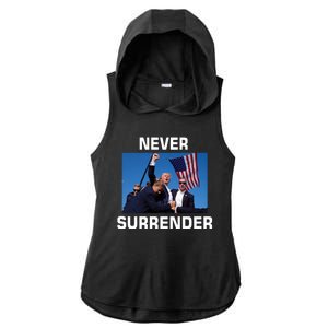 Never Surrender Trump Pennsylvania Rally Ladies PosiCharge Tri-Blend Wicking Draft Hoodie Tank