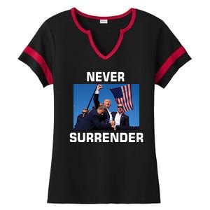 Never Surrender Trump Pennsylvania Rally Ladies Halftime Notch Neck Tee