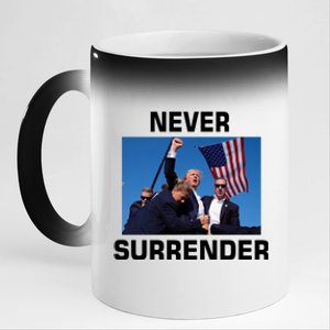 Never Surrender Trump Pennsylvania Rally 11oz Black Color Changing Mug