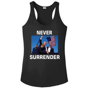 Never Surrender Trump Pennsylvania Rally Ladies PosiCharge Competitor Racerback Tank