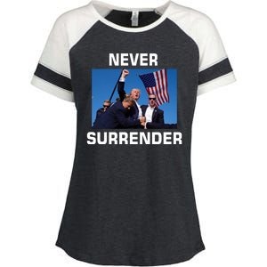 Never Surrender Trump Pennsylvania Rally Enza Ladies Jersey Colorblock Tee