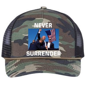 Never Surrender Trump Pennsylvania Rally Retro Rope Trucker Hat Cap