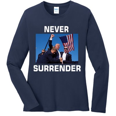 Never Surrender Trump Pennsylvania Rally Ladies Long Sleeve Shirt