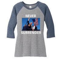 Never Surrender Trump Pennsylvania Rally Women's Tri-Blend 3/4-Sleeve Raglan Shirt