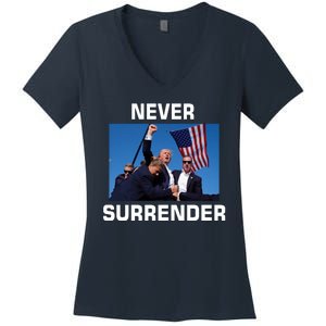 Never Surrender Trump Pennsylvania Rally Women's V-Neck T-Shirt