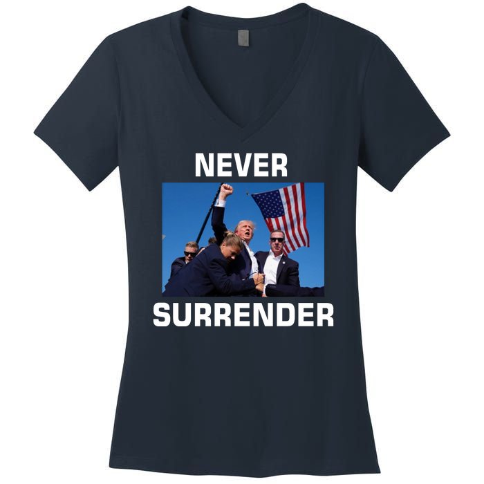 Never Surrender Trump Pennsylvania Rally Women's V-Neck T-Shirt