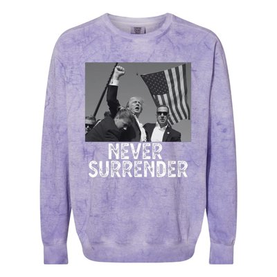 Never Surrender Trump Statement Shooting Pray For Trump Colorblast Crewneck Sweatshirt