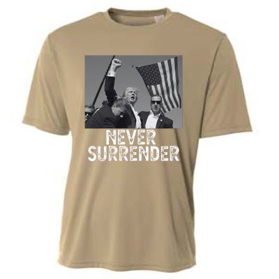 Never Surrender Trump Statement Shooting Pray For Trump Cooling Performance Crew T-Shirt