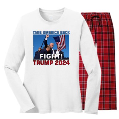 Never Surrender Trump Pennsylvania Rally Women's Long Sleeve Flannel Pajama Set 