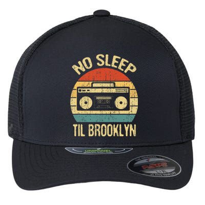 No Sleep Til Brooklyn Retro Old School Stereo Ghetto Blaster Flexfit Unipanel Trucker Cap