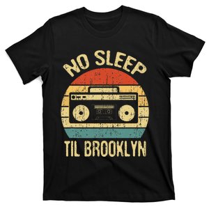 No Sleep Til Brooklyn Retro Old School Stereo Ghetto Blaster T-Shirt