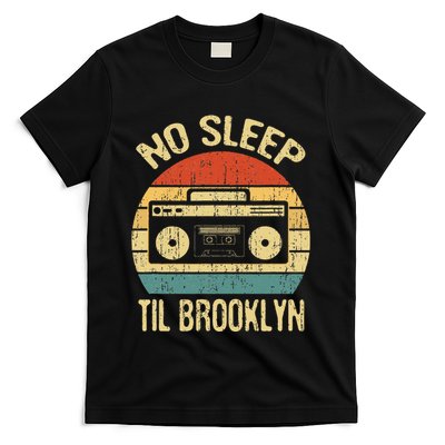 No Sleep Til Brooklyn Retro Old School Stereo Ghetto Blaster T-Shirt