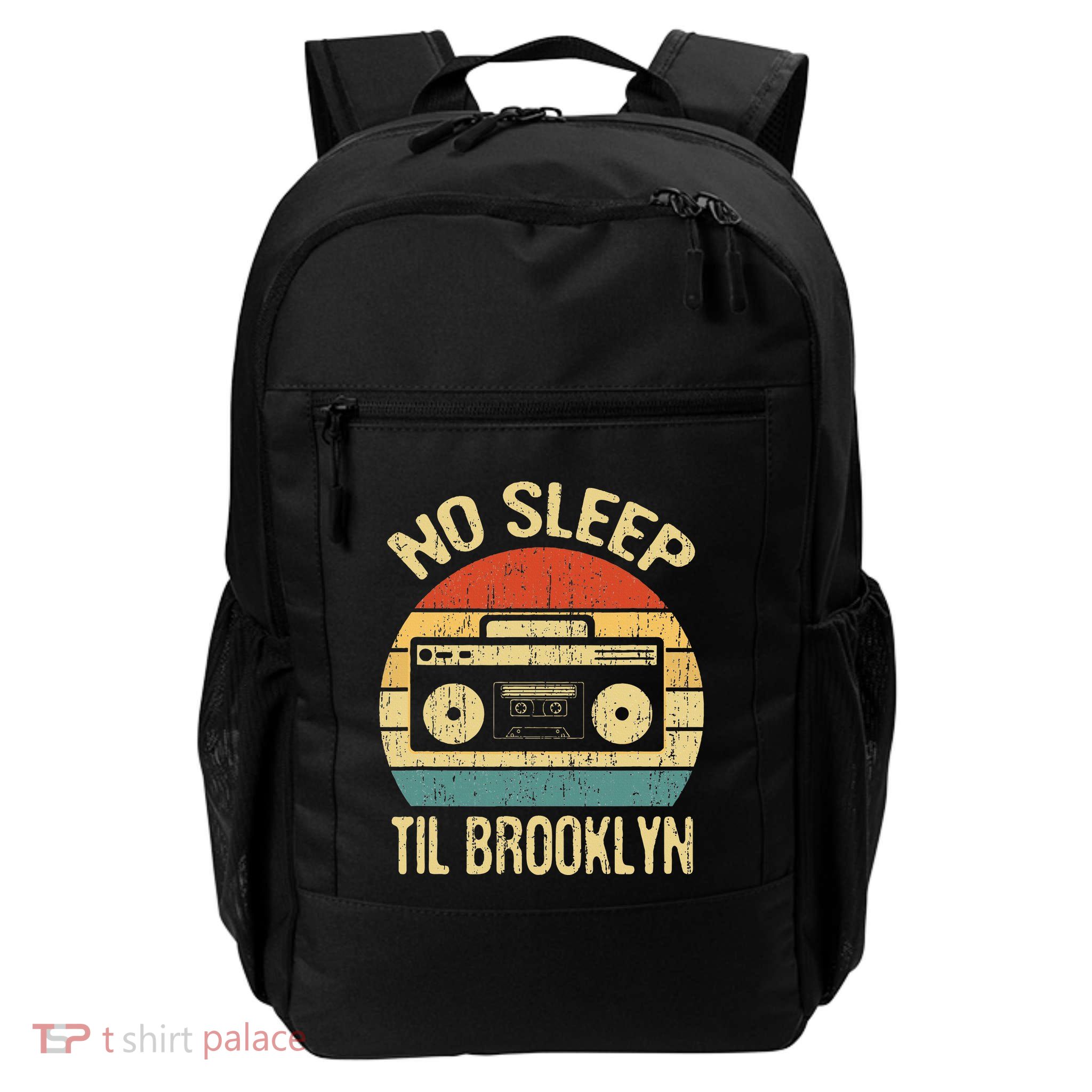 No Sleep Til Brooklyn Retro Old School Stereo Ghetto Blaster Backpack