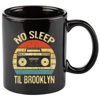 No Sleep Til Brooklyn Retro Old School Stereo Ghetto Blaster 11oz C Handle Ceramic Mug