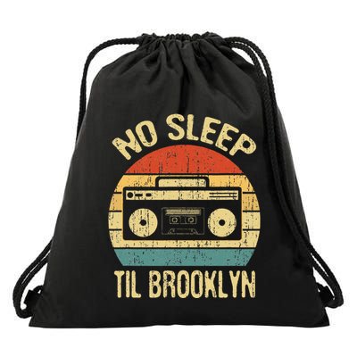 No Sleep Til Brooklyn Retro Old School Stereo Ghetto Blaster Drawstring Bag