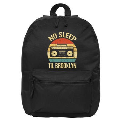 No Sleep Til Brooklyn Retro Old School Stereo Ghetto Blaster 16 in Basic Backpack