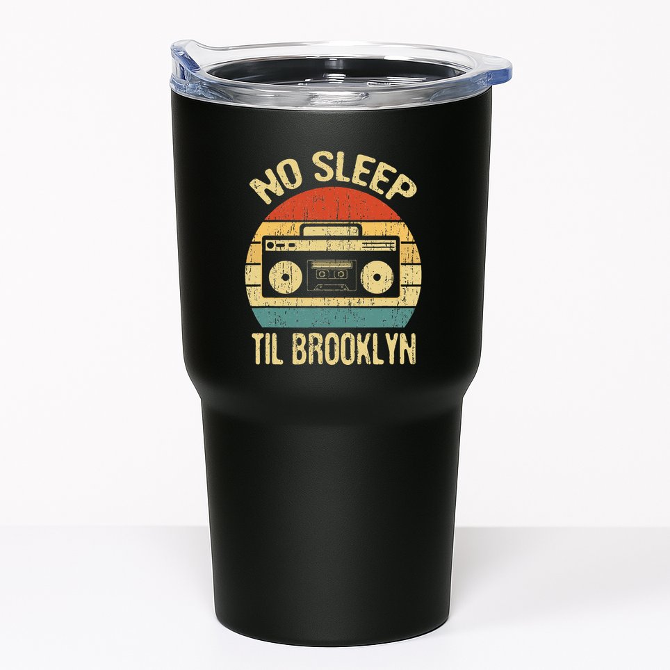 No Sleep Til Brooklyn Retro Old School Stereo Ghetto Blaster Tumbler