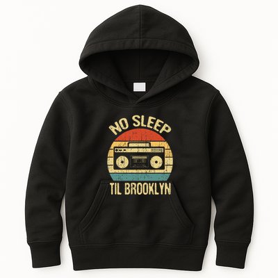 No Sleep Til Brooklyn Retro Old School Stereo Ghetto Blaster Kids Hoodie