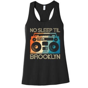 No Sleep Til Brooklyn Old School Portable Stereo Women's Racerback Tank