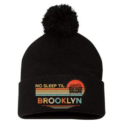 No Sleep Til Brooklyn Old School Portable Stereo Retro Pom Pom 12in Knit Beanie